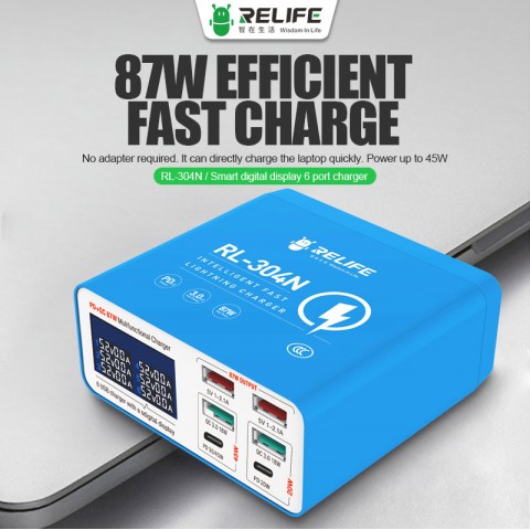Relife RL-304N 100W Smart Digital Ekranlı 6 Port Charger