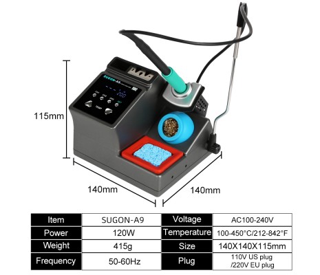 Sugon-A9 havya istasyonu 1s hızlı ısıtma 120W güç