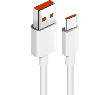 6A 100W UsbA to Type-C Hızlı Data ve Şarj Kablosu Beyaz
