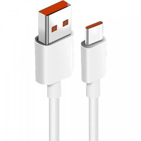 6A 100W UsbA to Type-C Hızlı Data ve Şarj Kablosu Beyaz