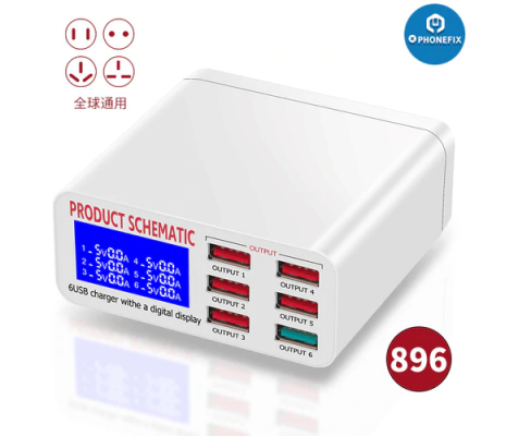 Shematic 100W Smart Digital Ekranlı 6 Port Charger