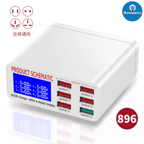 Shematic 100W Smart Digital Ekranlı 6 Port Charger